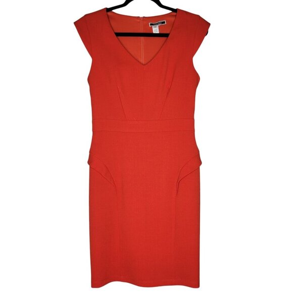 Nikibiki Dresses & Skirts - NIKIBIKI Sheath Dress M Orange V Neck Stretch Career Office Professional Texture